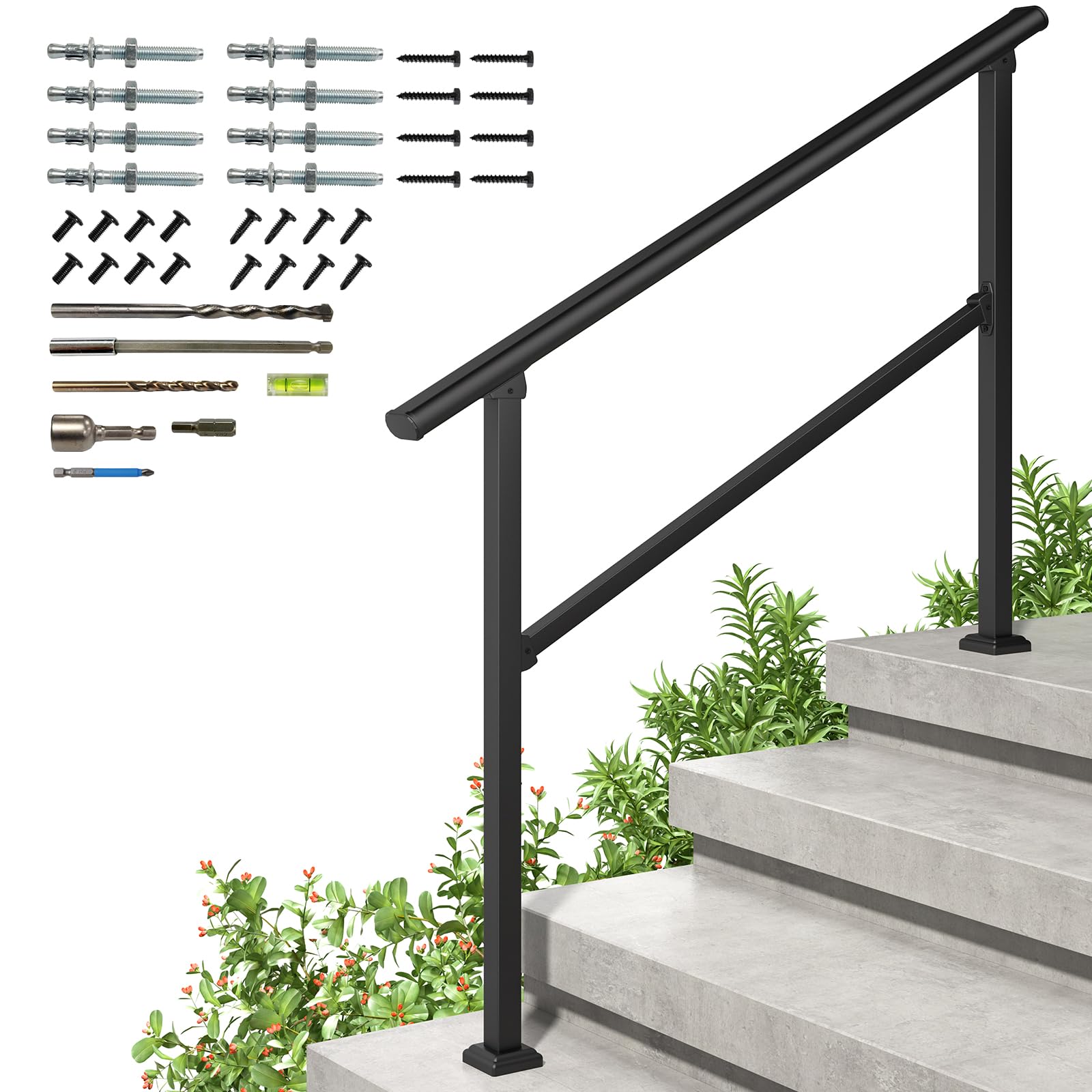 Snapklik.com : ROOMTEC 4 Step Handrails For Outdoor Steps, Safety ...
