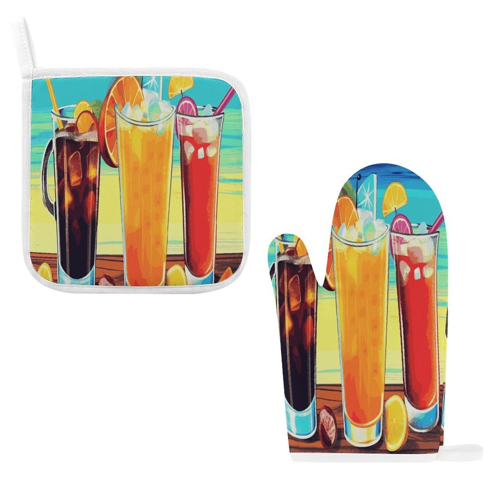 Btcowzrv Style Happy Hour Oven Mitts And Pot Holders 2Pcs Set