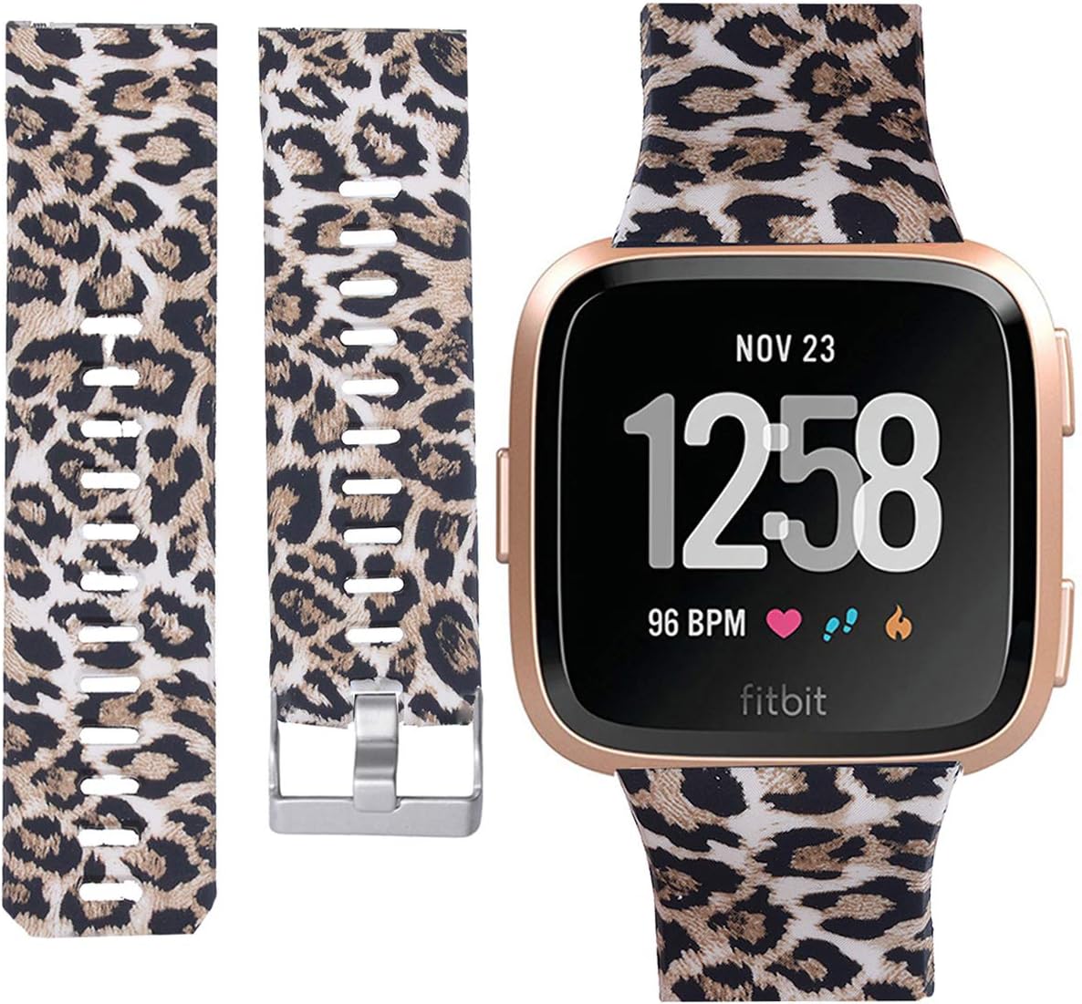 Fitbit Versa Cute Bands,Women Men Floral Replacement Strap Wristband Small Large for Fitbit Versa Smart Watch (Sexy Leopard, Small)
