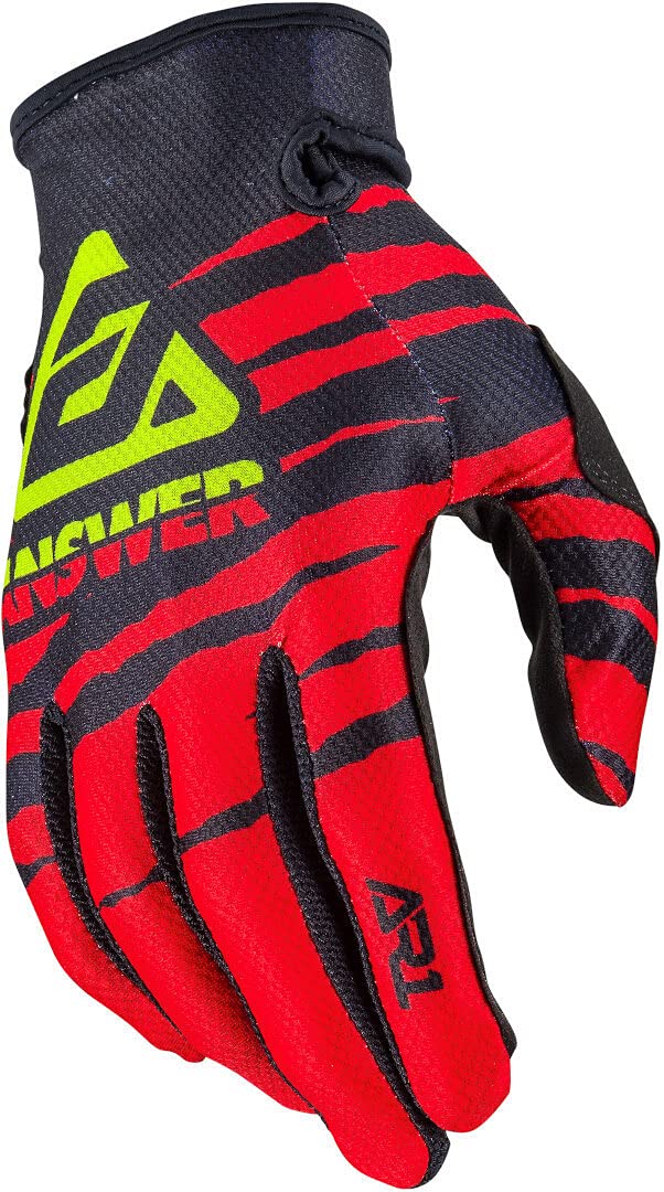 Answer Racing AR1 Proglo Mens Off-Road Motorcycle Gloves - Red Black Hyper Acid Small