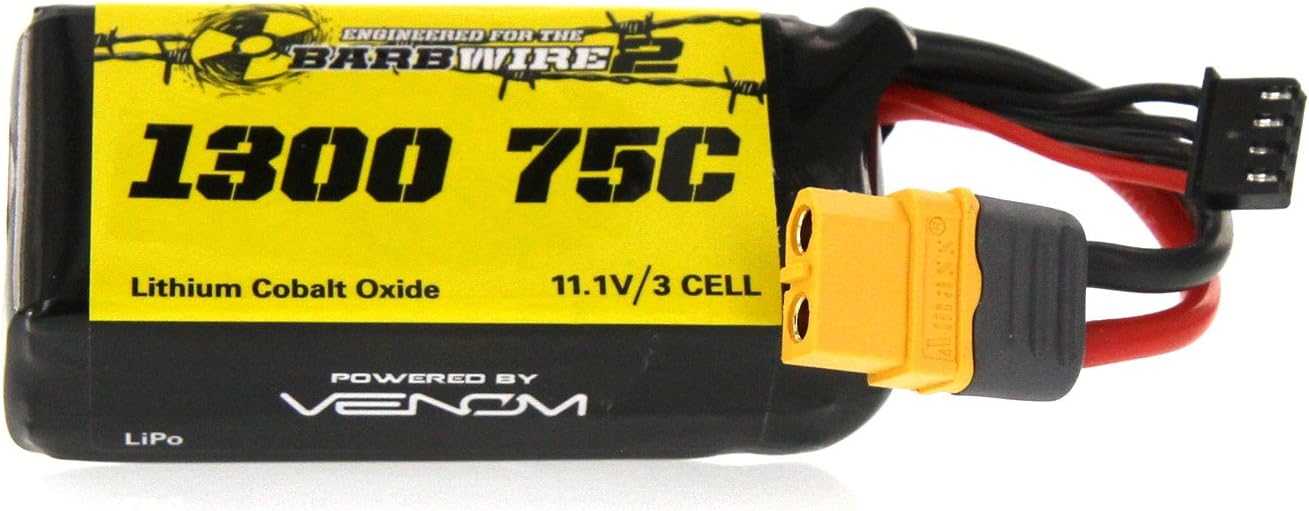 Venom 75C 3S 1300mAh 11.1V LiPo Battery Engineered for Atomik RC Barbwire 2 Ready to Rip RTR Racing Speed Boat