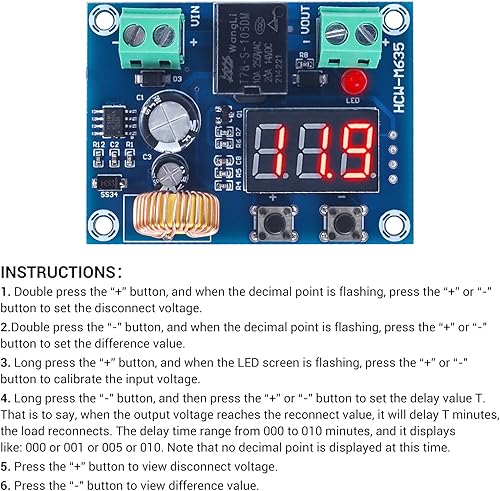 Miniatura 5 de Icstation DC 12V-36V 20A Protector de baja tensión, protector de bajo voltaje, módulo de interruptor de desconexión para batería de litio de plomo