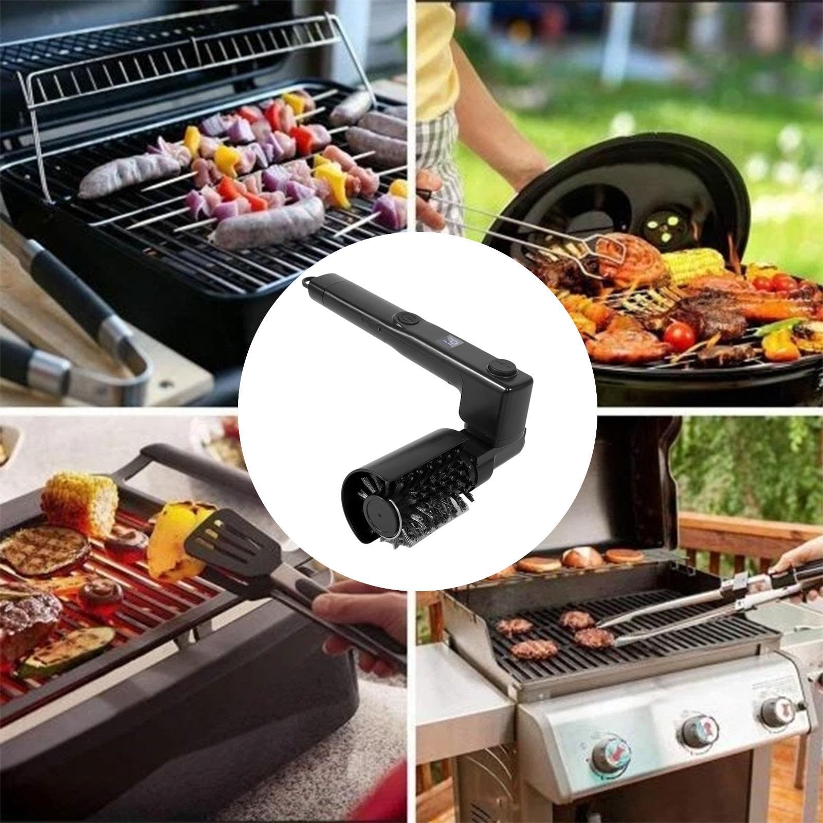 Spazzola elettrica da griglia Pulitore-Strofinatore Potente per Barbecue | Spazzola Da Griglia Per interni, esterni, ristoranti, viaggi, cortile, picnic, campeggio