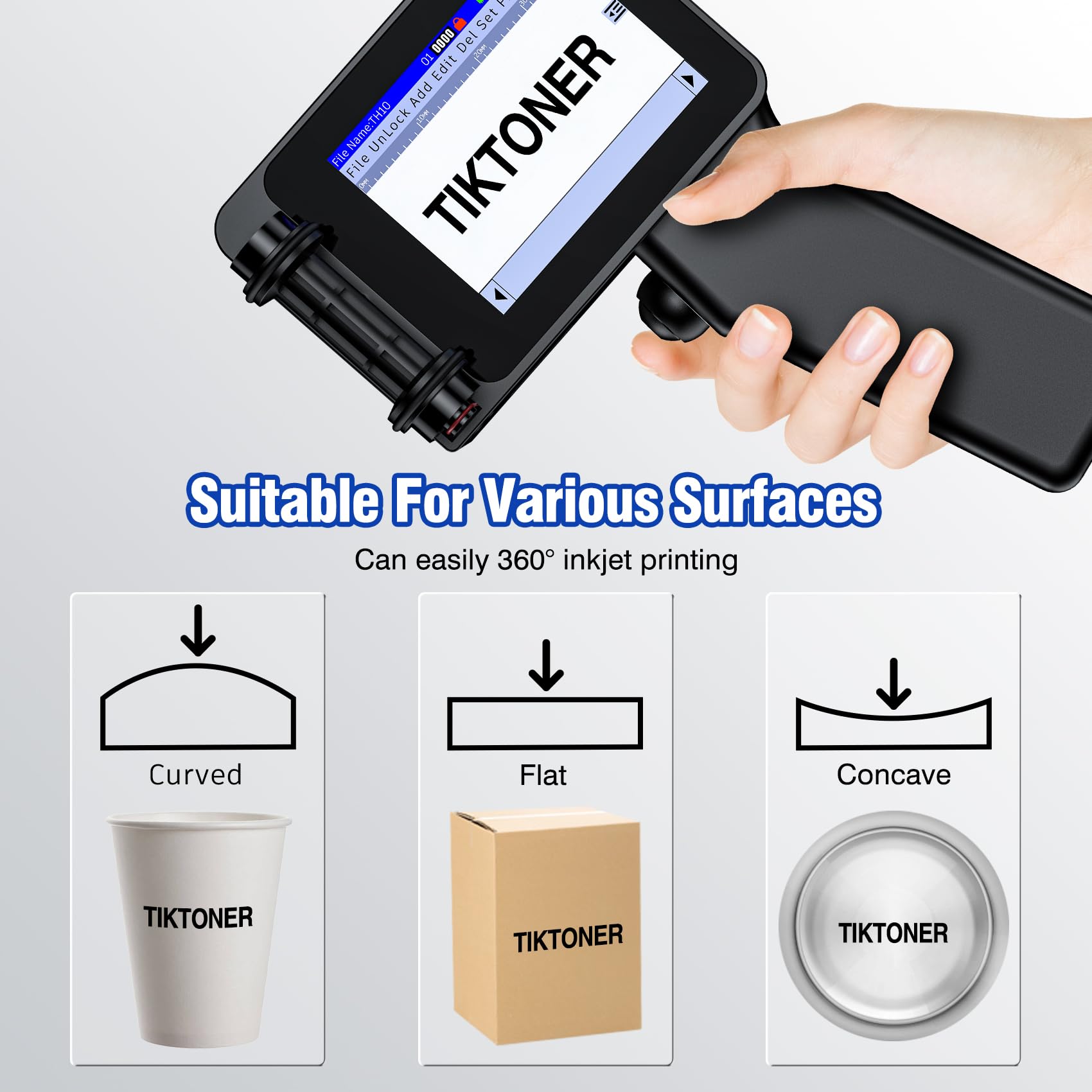 Imprimante à Jet d'encre Portable TH10 Mini 42ml Séchage Rapide Hauteur 2-12,7mm Codage Texte Date QR Code