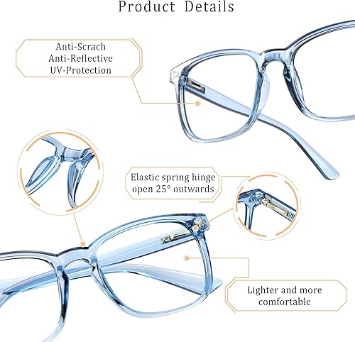 Miniatura 2 de LifeArt 2 pares de anteojos de bloqueo de luz azul con bisagra de resorte, antifatiga ocular, anteojos de lectura para computadora, anteojos de
