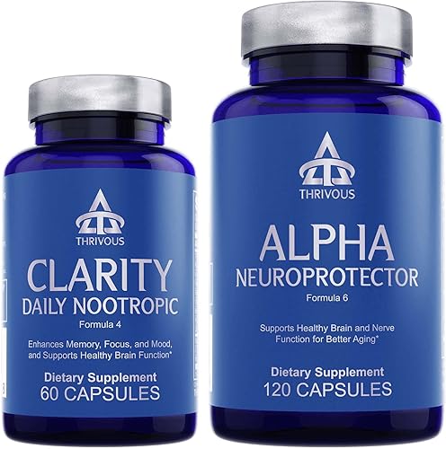 Thrivous Clarity and Alpha Stack - Mejora la memoria, el enfoque, el estado de ánimo, la función cerebral y los nervios para un mejor envejecimiento