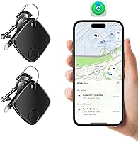 Vista 1 de Paquete de 2 rastreadores Bluetooth que funciona con Apple Find My, localizador de llaves con sonido, dispositivo antipérdida para llaves