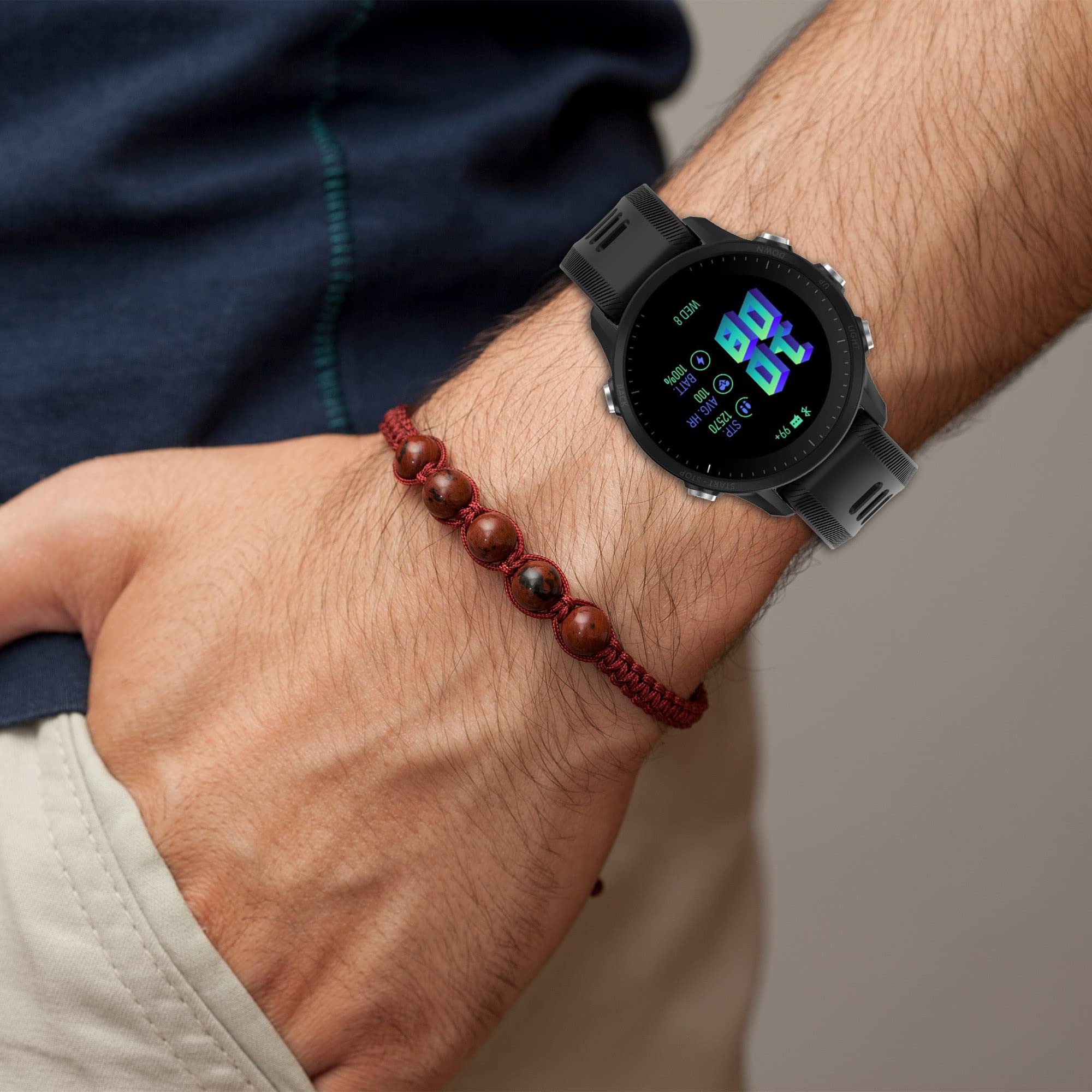 Gheper 3 Pack Soft Silicone Watch Bands Compatible with Garmin Forerunner 955/935/945/Fenix 7/6/5 Pro Smartwatch Replacement Wristbands Bracelet Sport Watchbands