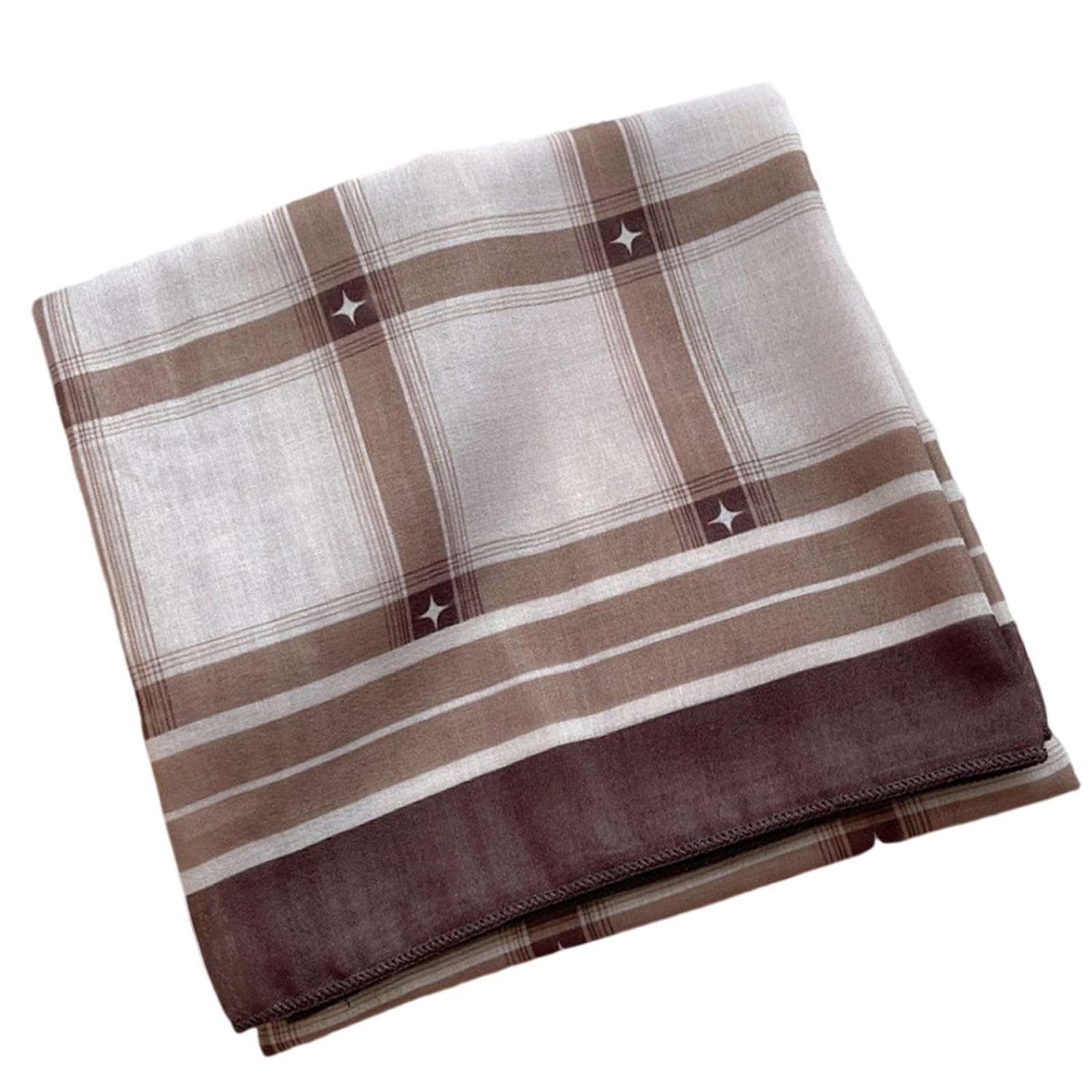Juyaxin Unisex Coffee Stylish Checkered Square Scarf Thin Cotton Fabric Multipurpose Neckwear Foldable Travel Accessory Multipurpose Headscarf Bandana