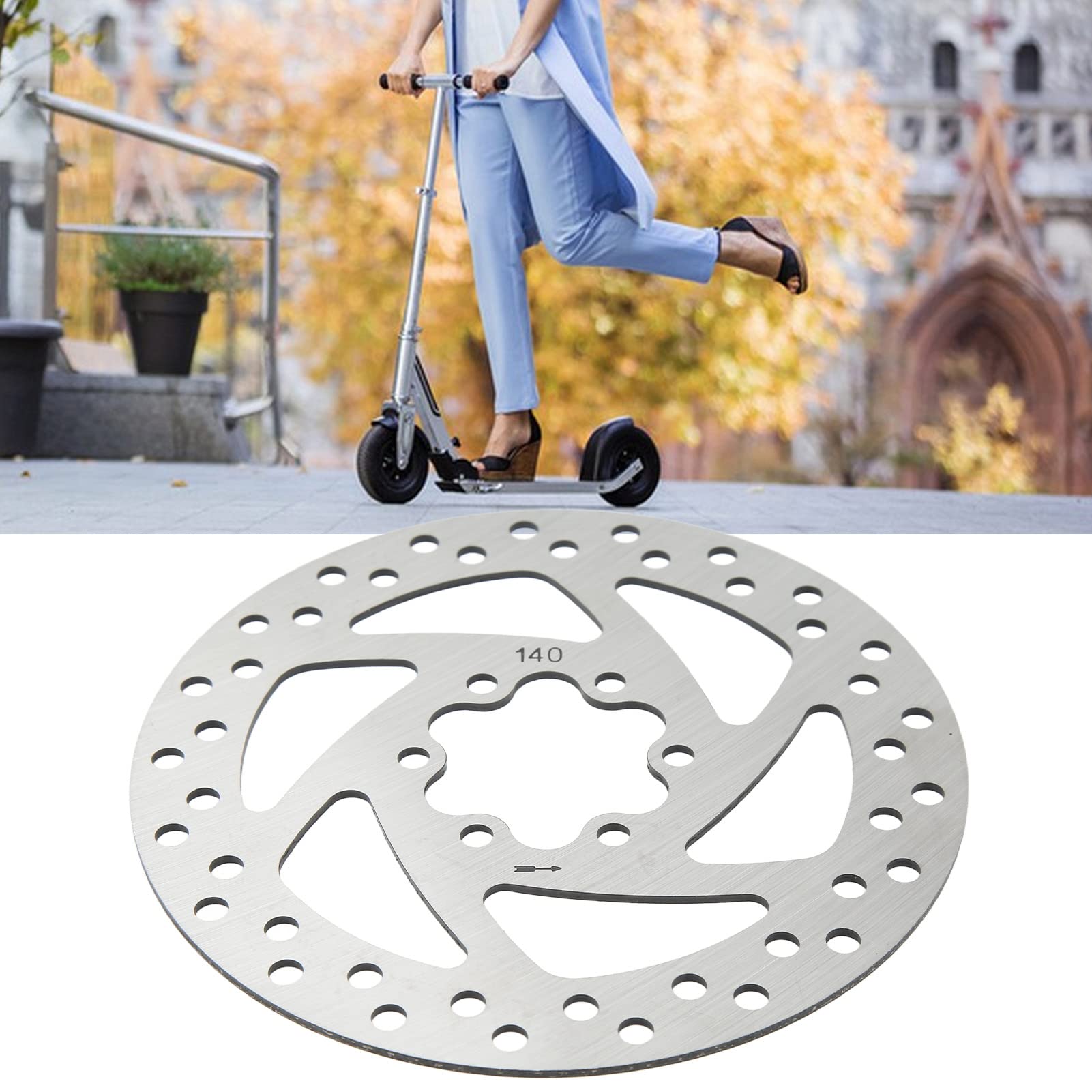 WGFOIP 140mm Electric Scooter Brake Disk, Stainless Steel 6 Hole Brake Disc with 6 Screws for Electric Scooter Modification