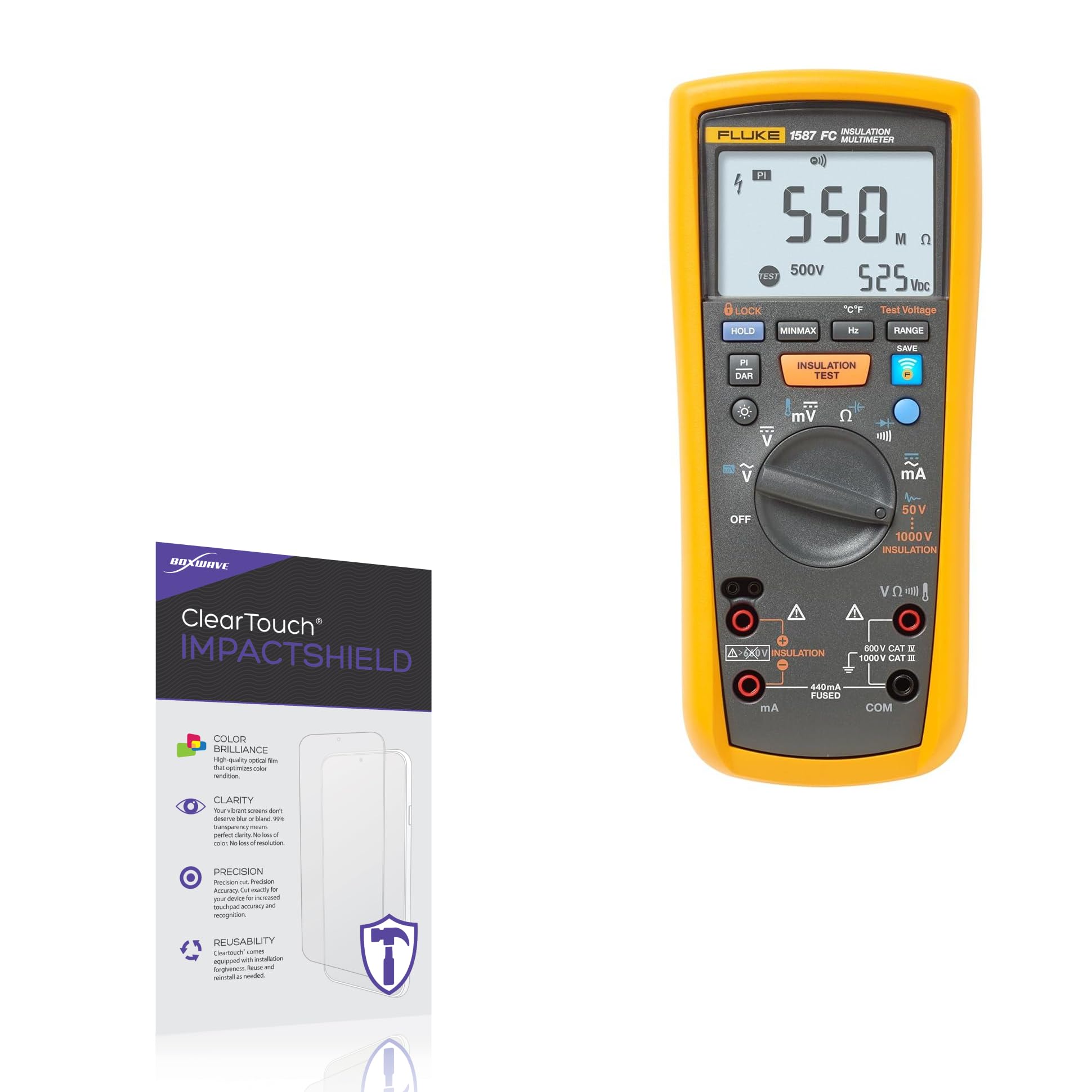 BoxWave Screen Protector Compatible with Fluke 1587 FC - ClearTouch ImpactShield (2-Pack), Impenetrable Screen Protector Flexible Film
