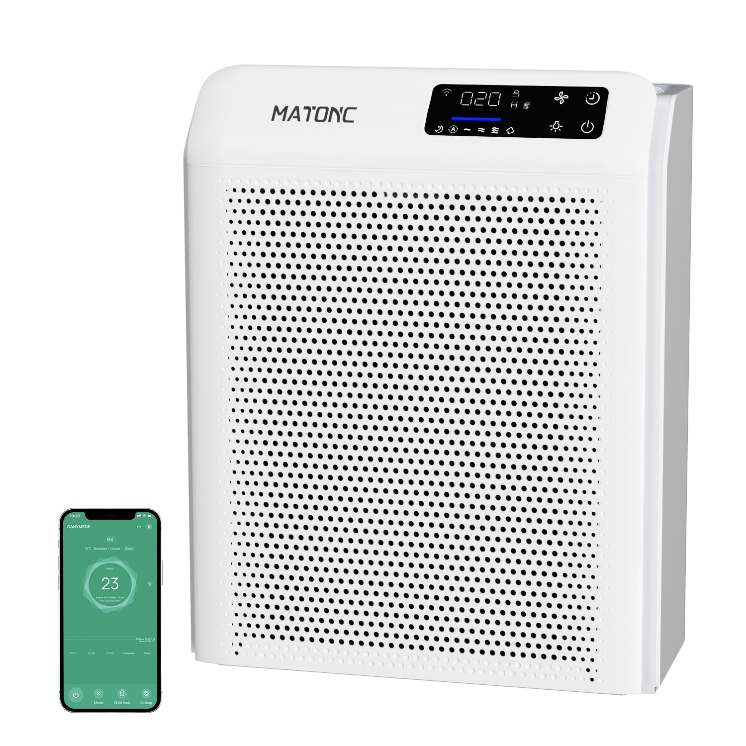 Photo 1 of Air Purifier for Home Large Room Up to 3500 Ft², Smart WiFi App Control Air Cleaner with Air Quality PM2.5 Display, Ultra-Quiet Sleep Mode, Auto Mode, HEPA Air Purifier for Pets Hair Dust Odor Pollen