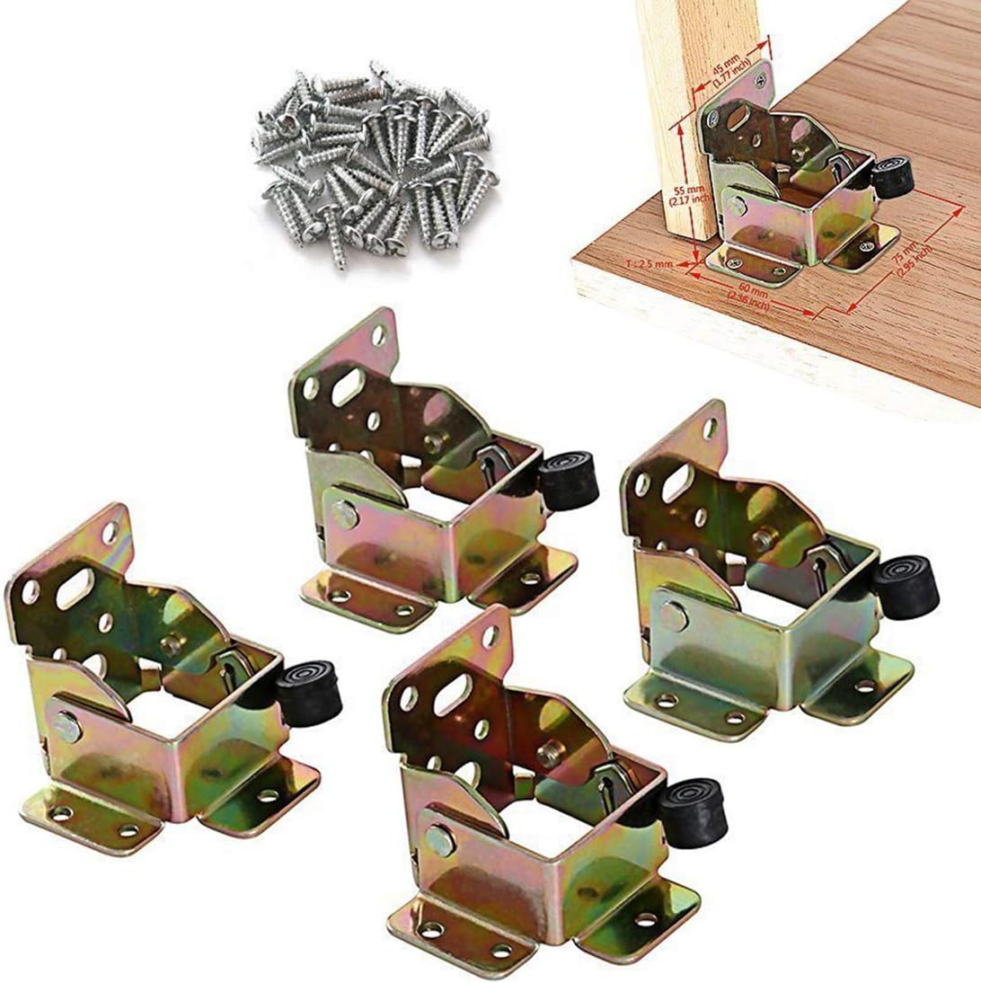 4 PCS Folding Bracket, TopDirect Iron Folding Lock Extension Table Chair Bed Leg Foldable Support Brackets Hinge Self Lock Hinges with Screws