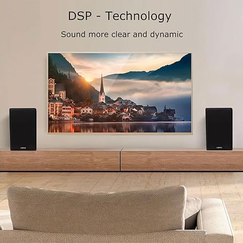 Miniatura 5 de LONPOO Altavoces Bluetooth para repisa, Altavoces con alimentación de 60W con Bluetooth/AUX-in/Óptica/RCA, Woofer de 4" y Tweeter de 1" (Negro)