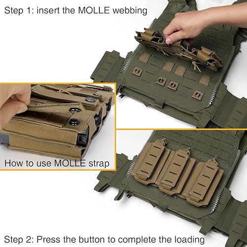 Miniatura 4 de IDOGEAR - Bolsas de triple maga, bolsa de revista canguro para revistas de pistola de 0.354in y revistas de rifle de 0.219in, bolsas tácticas