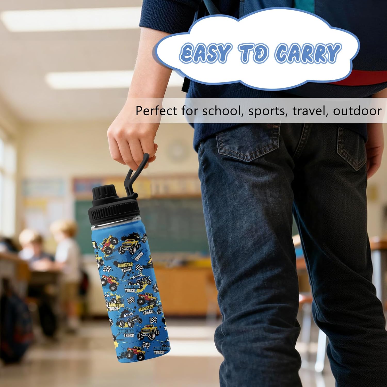 Truck Gifts for Boys, 18 oz Stainless Steel Water Bottles with 2 Lids, Insulated Water Bottle with Straw, Truck Cups for Travel Sports Outdoor, Birthday Christmas Gifts for Boys Truck Lovers - Image 8