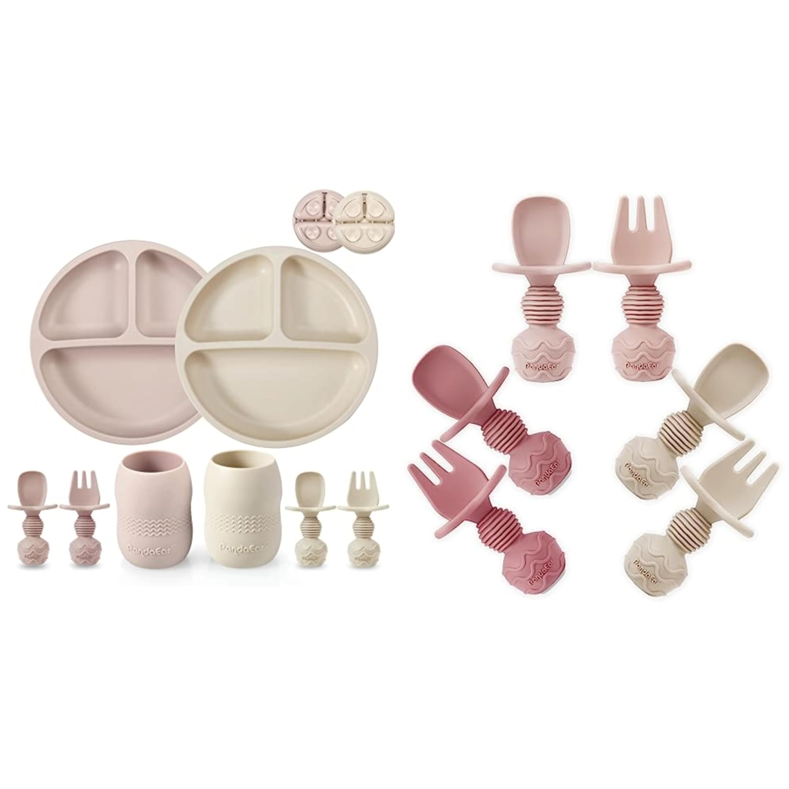 Piatto Per Bambini In Silicone PandaEar Con Ventosa E 4 Cucchiai – Divisorio, Auto-Alimentazione, Antiscivolo - 5