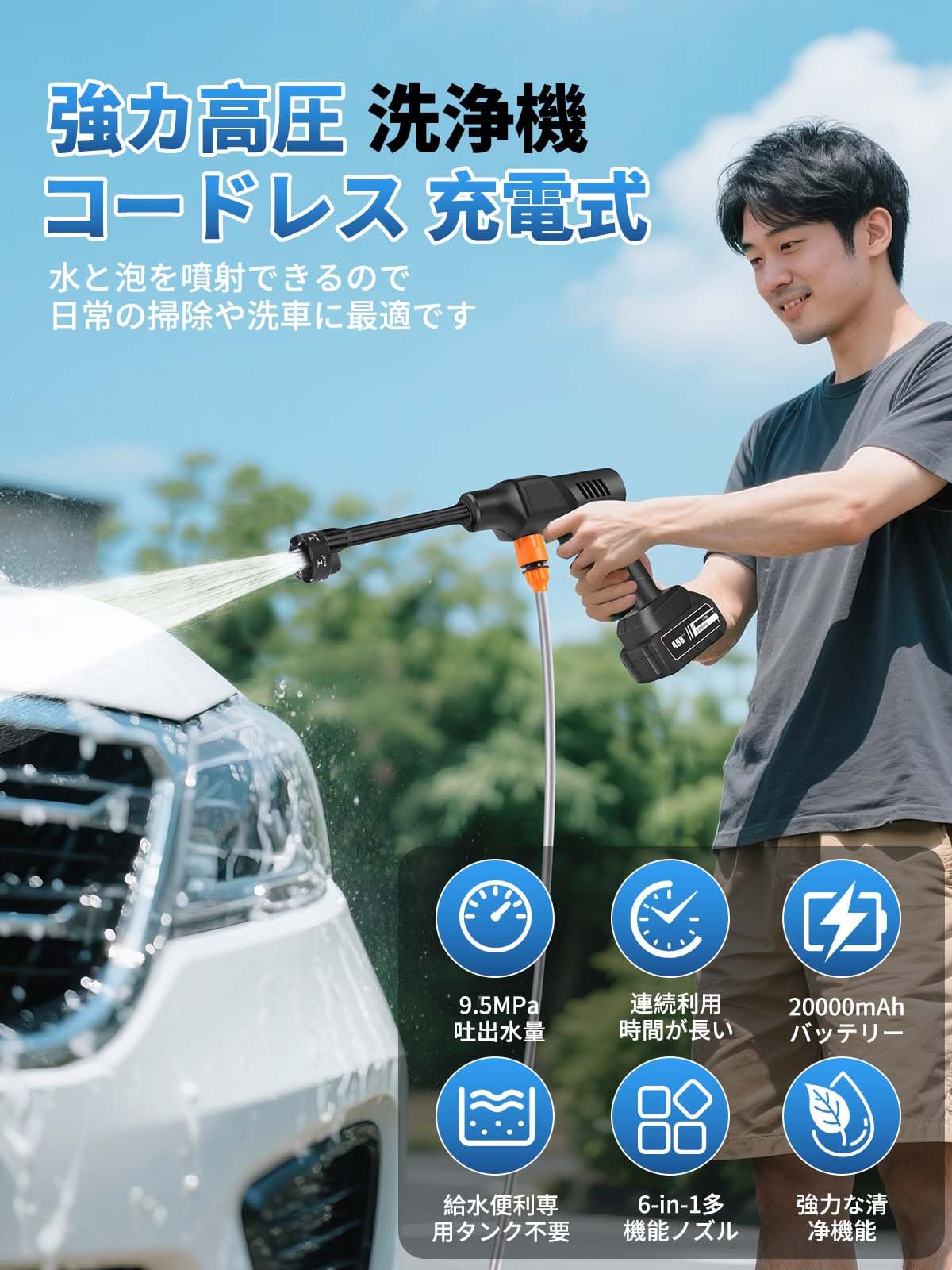 【新登場強化版】高圧洗浄機 コードレス 充電式 20000mAh Amazon | 高圧洗浄機 コードレス 充電式【2025新登場強化版