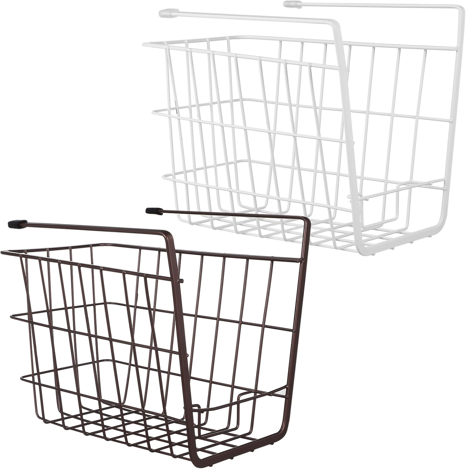 under Shelf Baskets 2 Pcs Hanging Bins for Kitchen Bookshelf Wardrobe Sturdy Double Hook Design