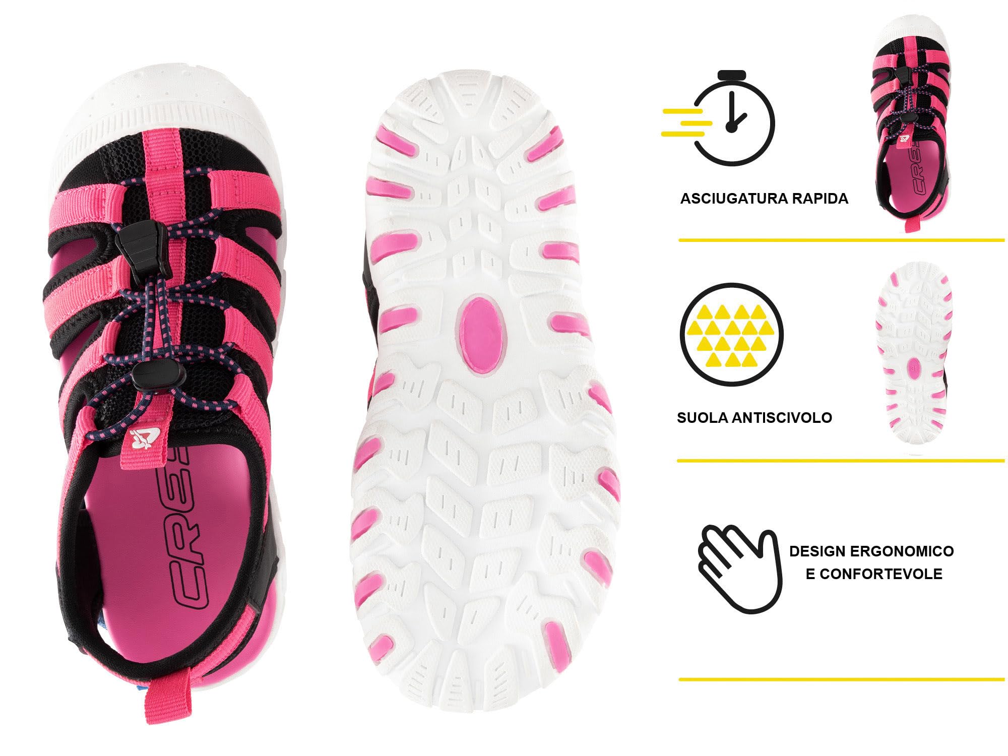 CRESSI Joy Sandals - Sandalo da Trekking per Bambini, Progettato per Avventure Sicure e Confortevoli all’Aperto e Ambienti Acquatici