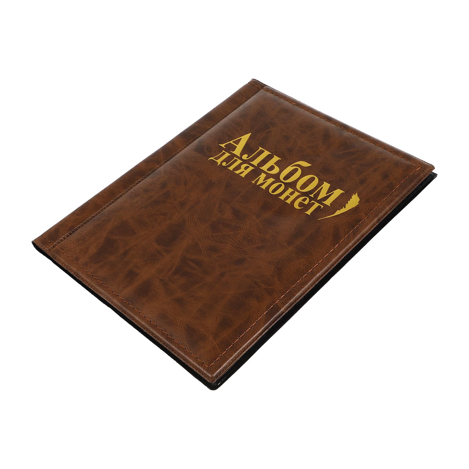 PLAFOPE Album 10 Pagine in Pelle Pu Marrone per Monete da Collezione 250 Tasche Trasparenti Comodo da Usare per Ragazzo Ragazza e Collezionisti