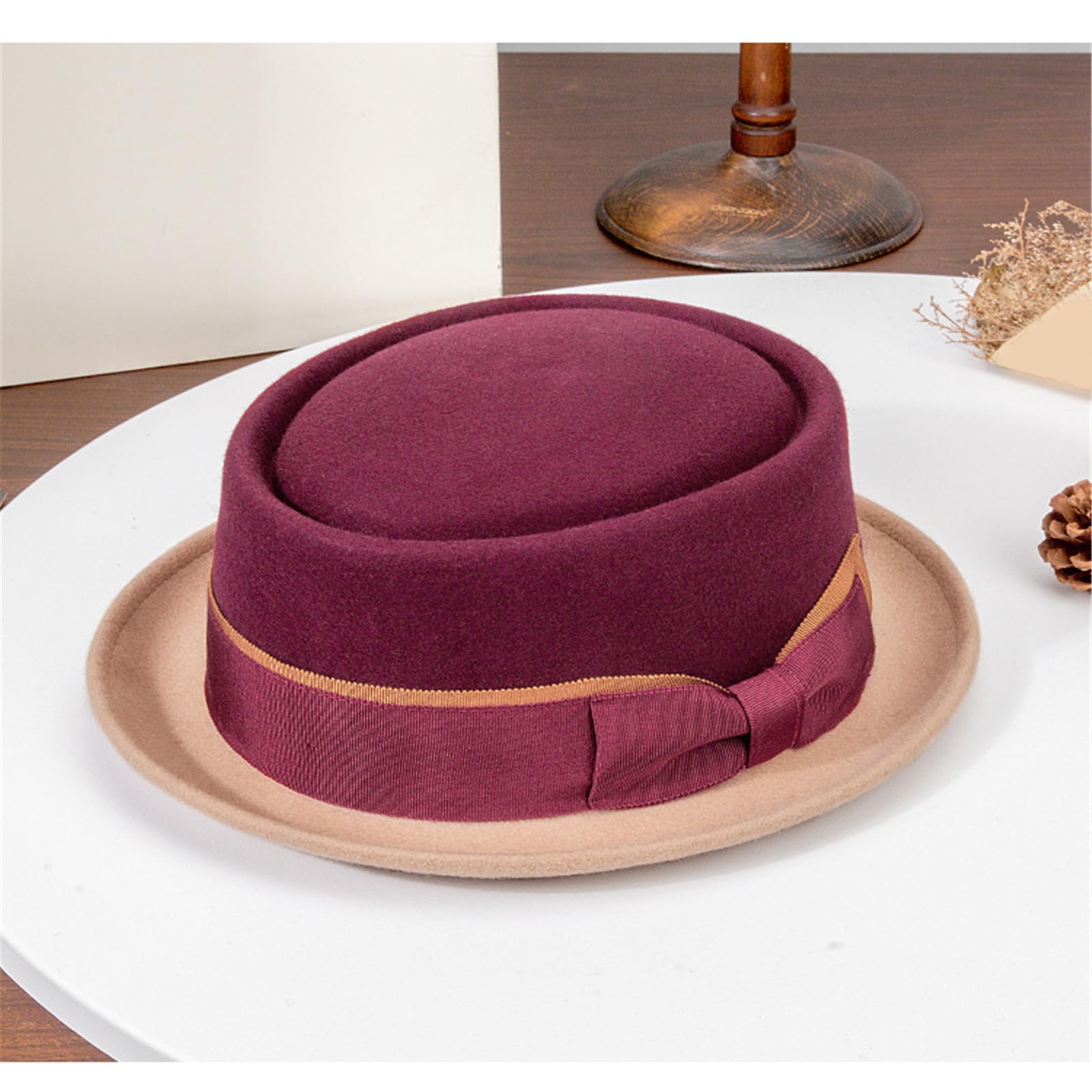 LUOFENG Cappello di lana Fedoras Panama esotico elegante Homburg per le donne Lady Photo Props Western per Stage Live Show Headwear