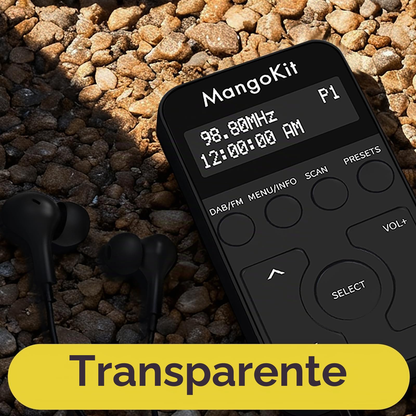 MP1 Radio Portátil Pequeña Dab/Dab+ y FM,Mini Radio de Bolsillo Digital Batería Recargable con Auriculares,Botones bloqueables,batería o Red alimentada,20 Estaciones preestablecidas (Negro)