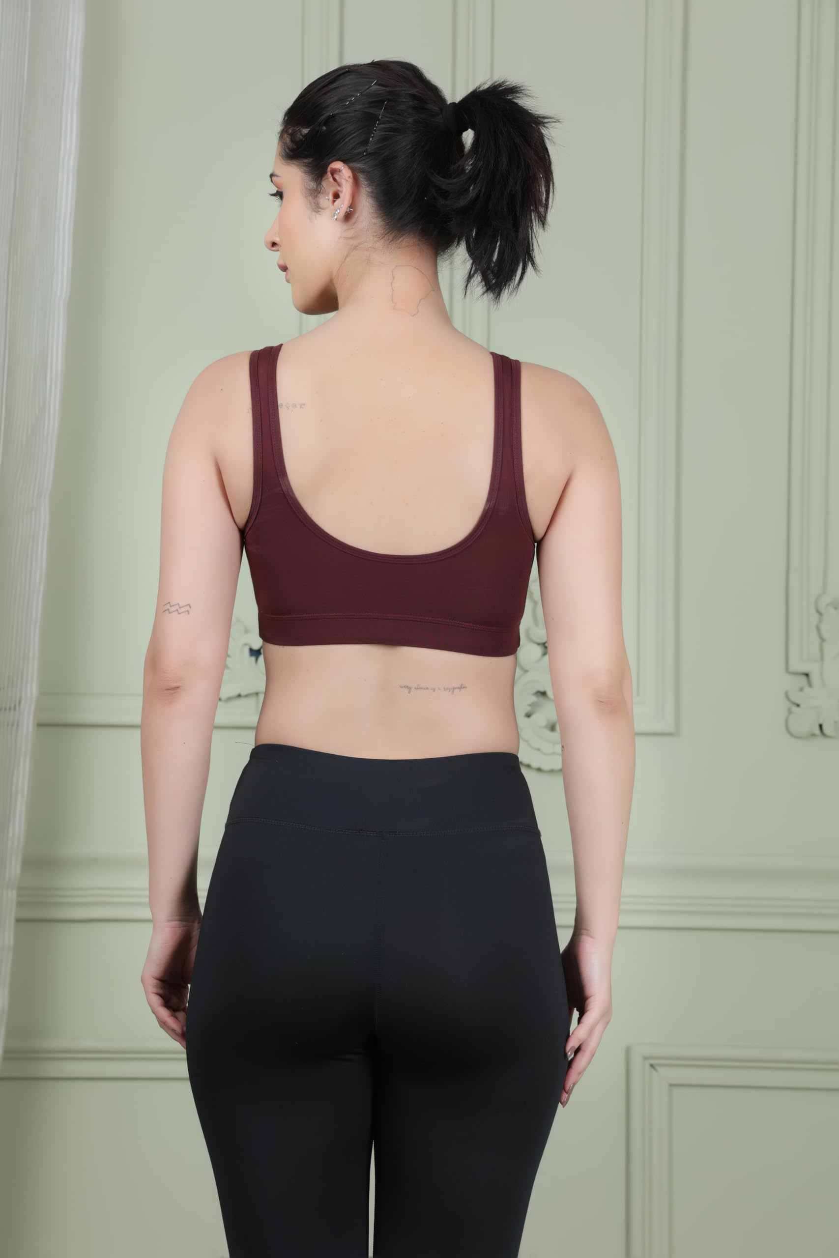 Celary Women's Cotton Wire Free Classic Non-Padded Full Coverage Bra (Pack of 2) (SportW-(Bela.Pink-Maroon)-34_Bellarina Pink - Image 7 thumbnail