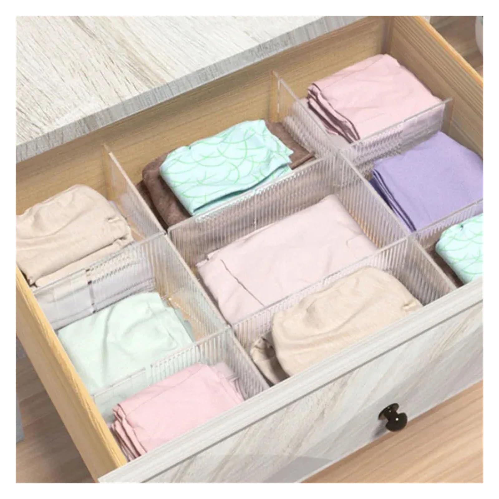 Cajas Organizadoras Cajones 4PCS Drawer Divider Adjustable Free Combination Partition Storage Shelves Wardrobe Closet Separator Underwear Socks(White)