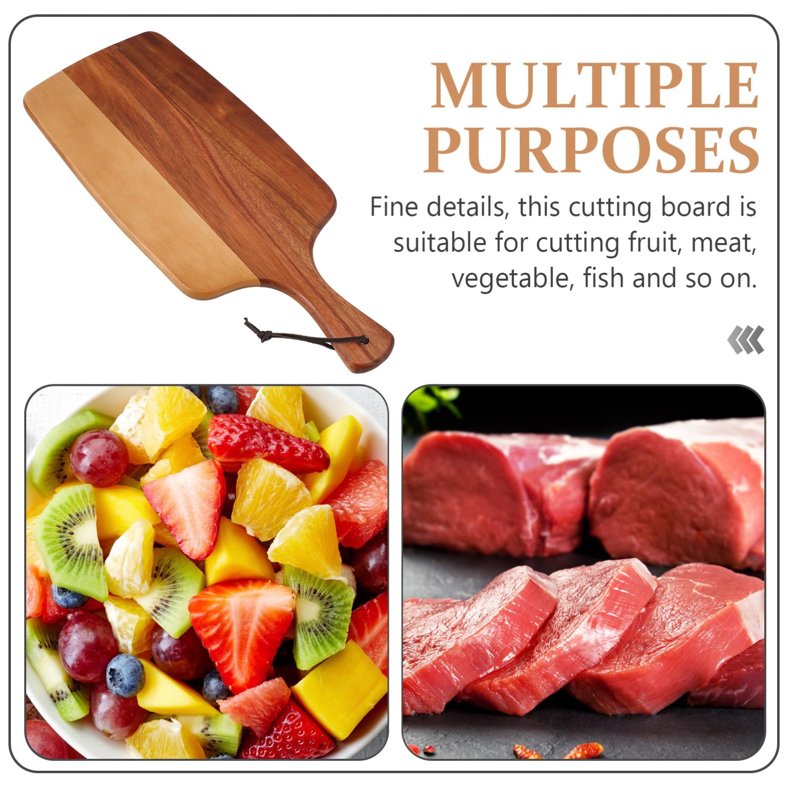 Tagliere da Cucina Facile da Pulire con Manico in Legno Design Antiscivolo, Uso Multifunzione per Carne, Pizza e Formaggio