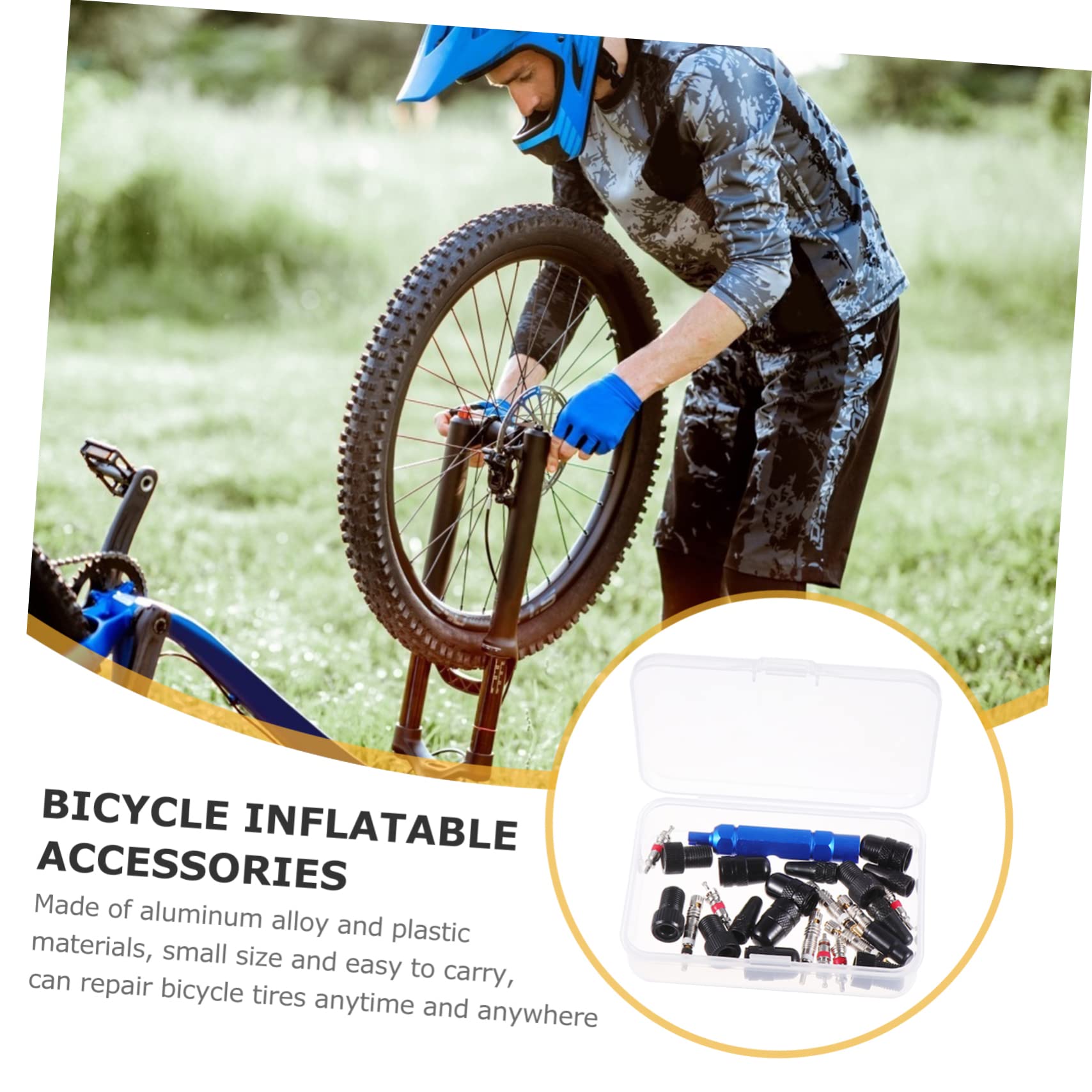 ibasenice Stängel Kappen Ventil Kern Fahrrad Reparatur Werkzeug Entfernung Luft Ändern Reifenkappe Reifenstamm Stielabdeckung Fahrradadapter Radstamm Aluminiumlegierung Schwarz