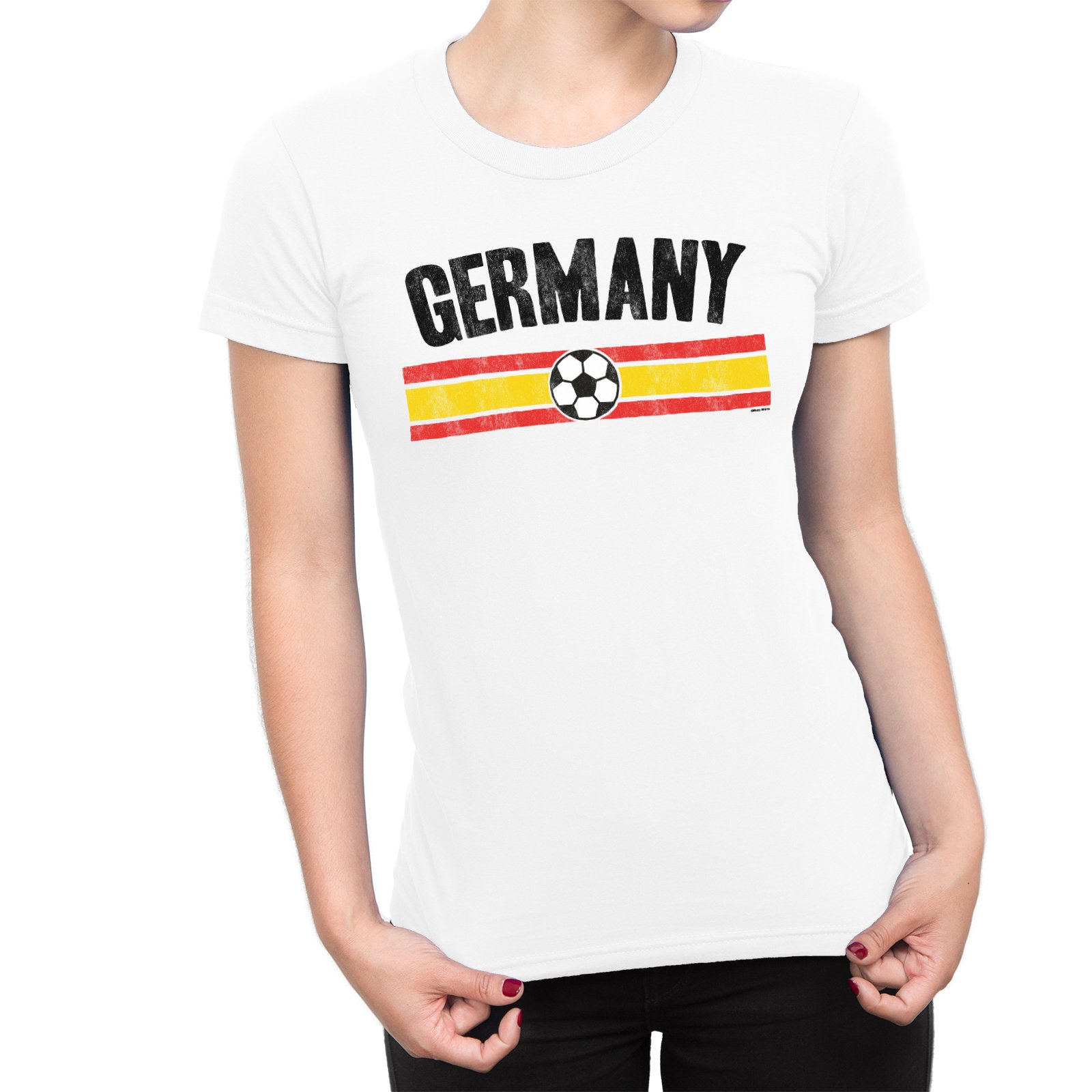 Womens Germany Football T-Shirt Distressed World Cup 2026 German Euro Team White