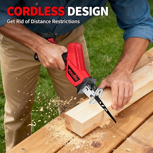 Miniatura 5 de Sierra recíproca inalámbrica, 0-3500SPM Sierras alternativas de velocidad variable con 2 baterías de 2.0 Ah y 4 hojas de sierra, cambio de hoja sin