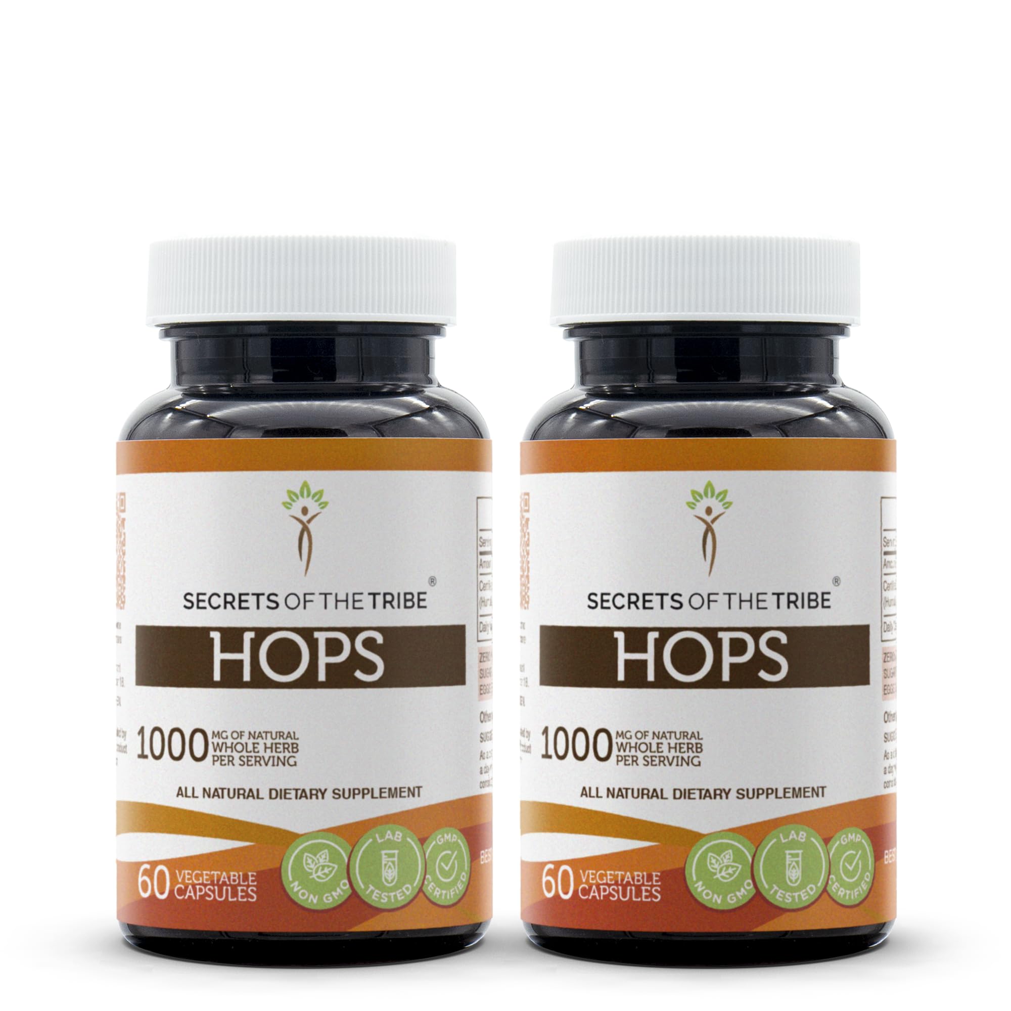 Secrets of the Tribe Hops 60 Capsules(2 pcs.), 1000 mg, Hops (Humulus Lupulus) Dried Flower (2x60 Capsules)