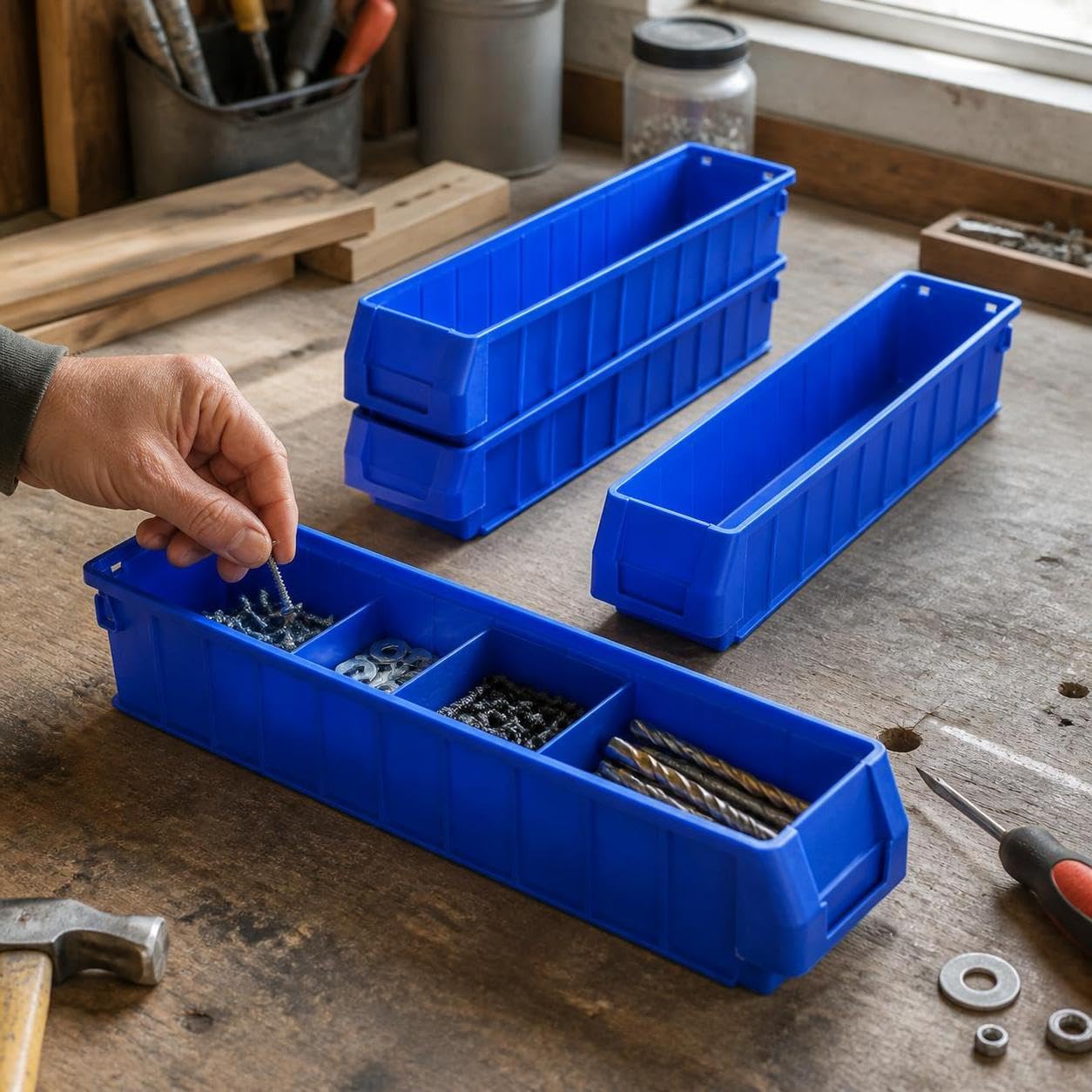 Caja Clasificadora Piezas Divisible , Pequeño 60x11.7x9cm (sin divisores)