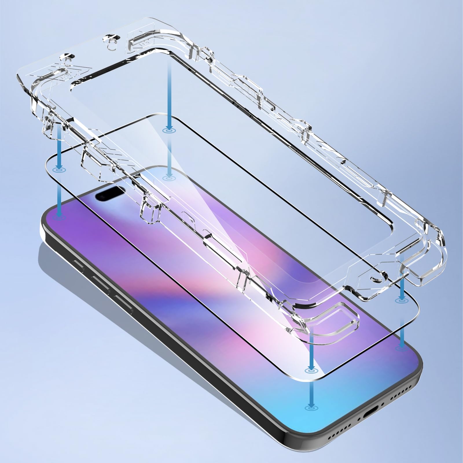 Pollachi [2 Pezzi Vetro Temperato per iPhone 17 Pro Max Pellicola Protettiva+Strumento per La Rimozione Della Polvere，Accessori di protezione per cellulari iPhone 17 Pro Max,Installazione 30s