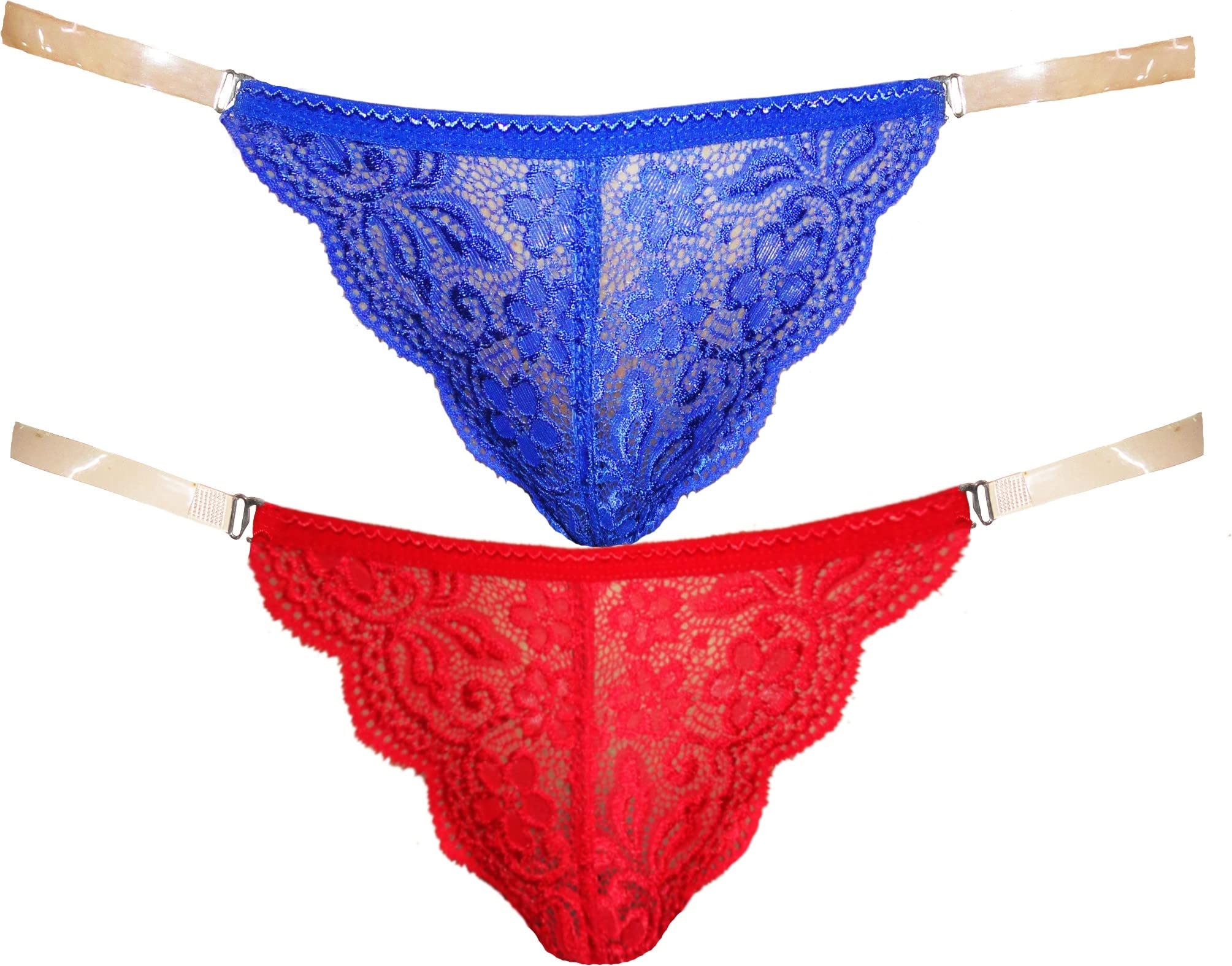 Women Blue, Red Self Design Cotton Blend Thong Panty Pack of 2 (SN0752-FS)-image-15