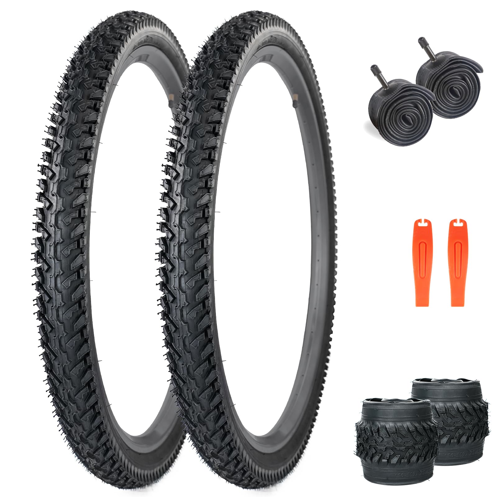 WEEROCK 2-pak opon rowerowych 26", 26 x 2,125 cala z dętką, składane opony rowerowe do rowerów MTB/miejskich/cruiser