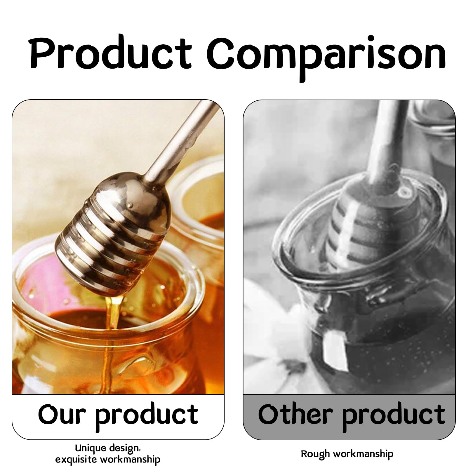 Set di 2 cucchiai per miele e marmellata, in acciaio inox, per miele, marmellata, sciroppo e yogurt, strumento ideale per cucina e colazione