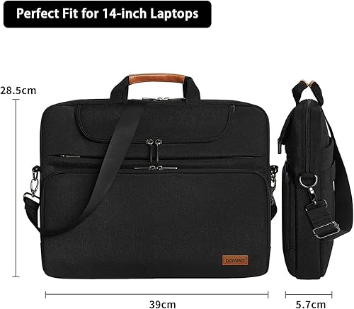 Miniatura 6 de DOMISO Funda multifuncional para laptop de 14 pulgadas, maletín de negocios, impermeable, bolsa de hombro para portátiles de 14 pulgadas,