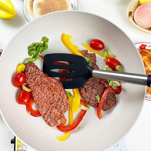 Miniatura 5 de Juego de 4 espátulas de silicona, espátula ranurada, espátulas de silicona resistentes al calor, espátulas de goma Wok para utensilios de cocina