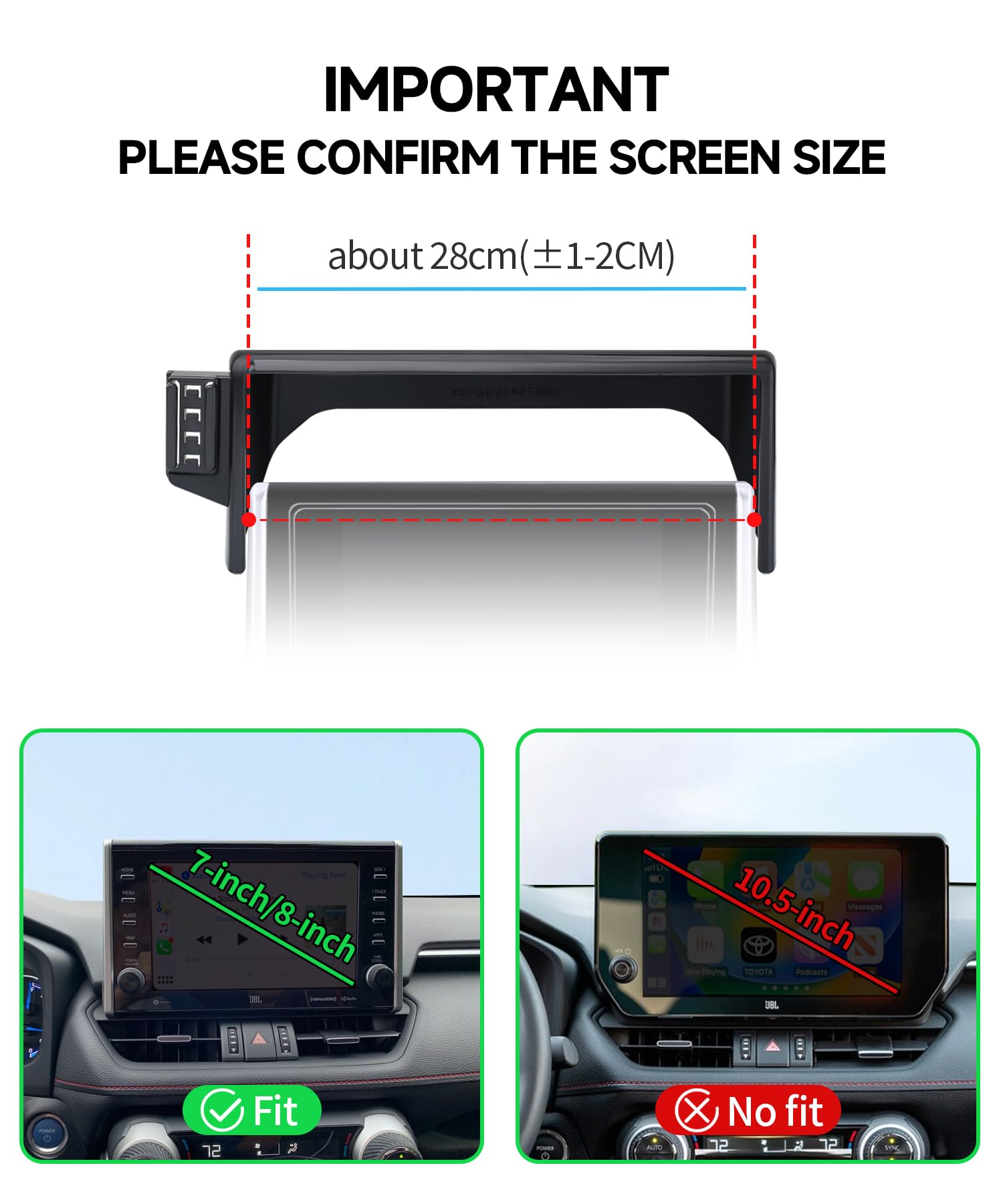 Qi2.2 Max 25W Fast Wireless Car Charger Phone Holder per Toyota RAV4/Hybrid 7/8 pollici 2019-2025, supporto magnetico per telefono compatibile con MagSafe