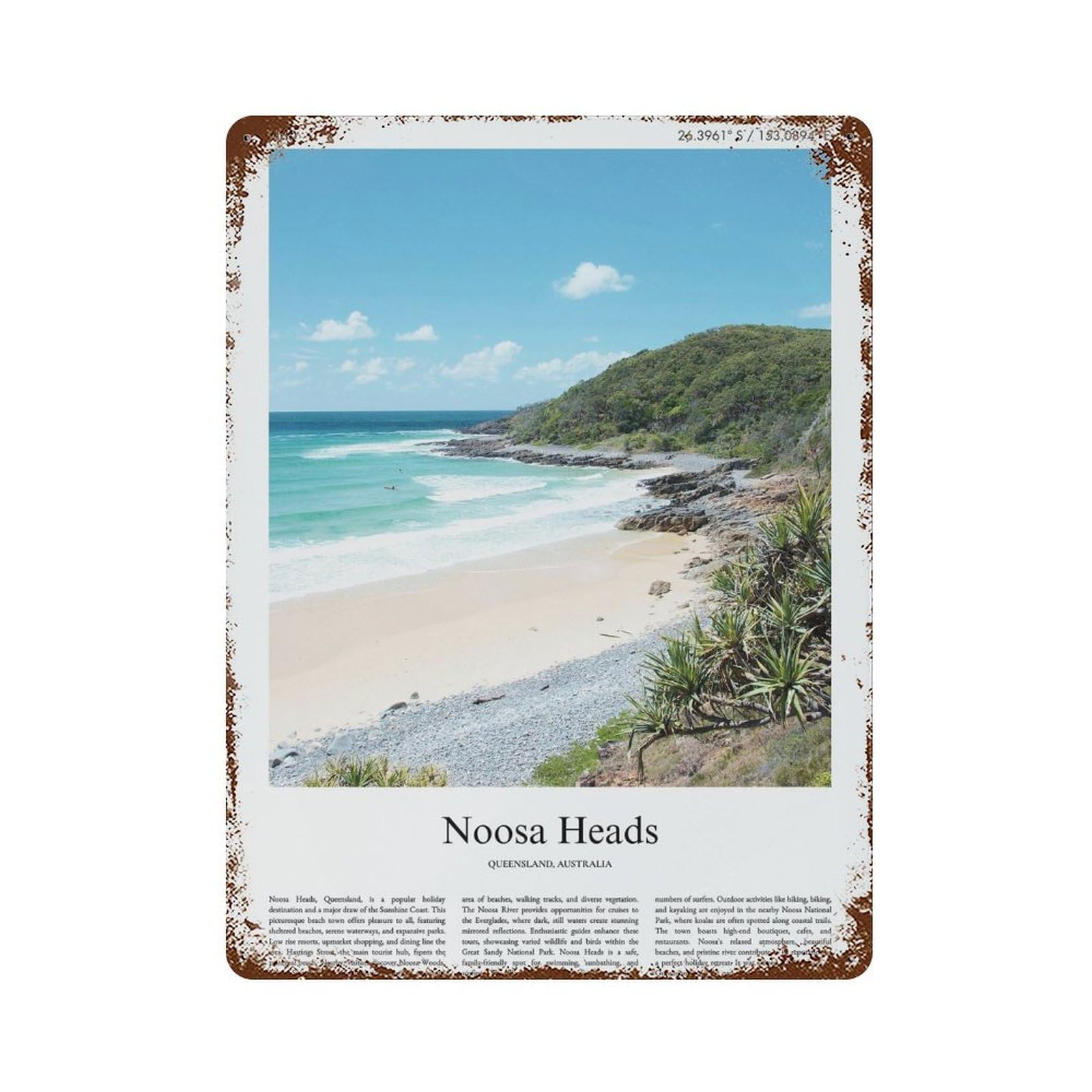 xiaoxiaoshen Noosa Heads Queensland, Australia City Scenery Wall Decor Art Metal Tin Poster Modern Home Decor Art Home Bar Shop Decorations Vintage Sign 40x30cm