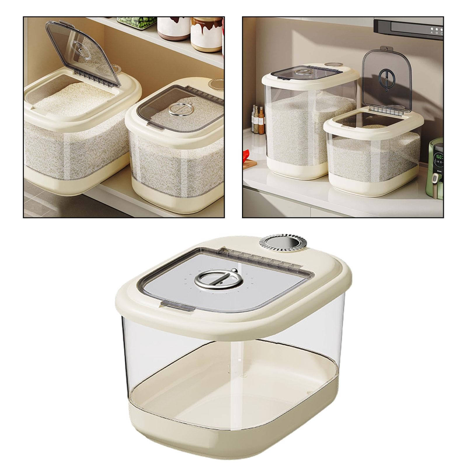 KESOTO Contenedor de Almacenamiento de arroz y Cereales, dispensador de Alimentos Secos, contenedor de Alimentos, contenedor de Almacenamiento de Cocina, L para 15kg
