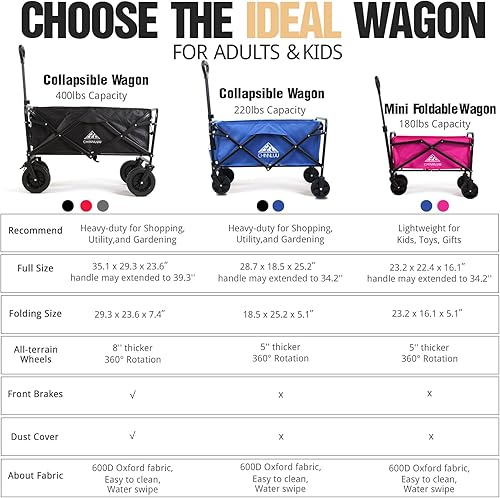 Miniatura 6 de Carro plegable con gran capacidad de 220 libras, carrito plegable ligero para exteriores, ruedas universales silenciosas todo terreno, dos portavasos