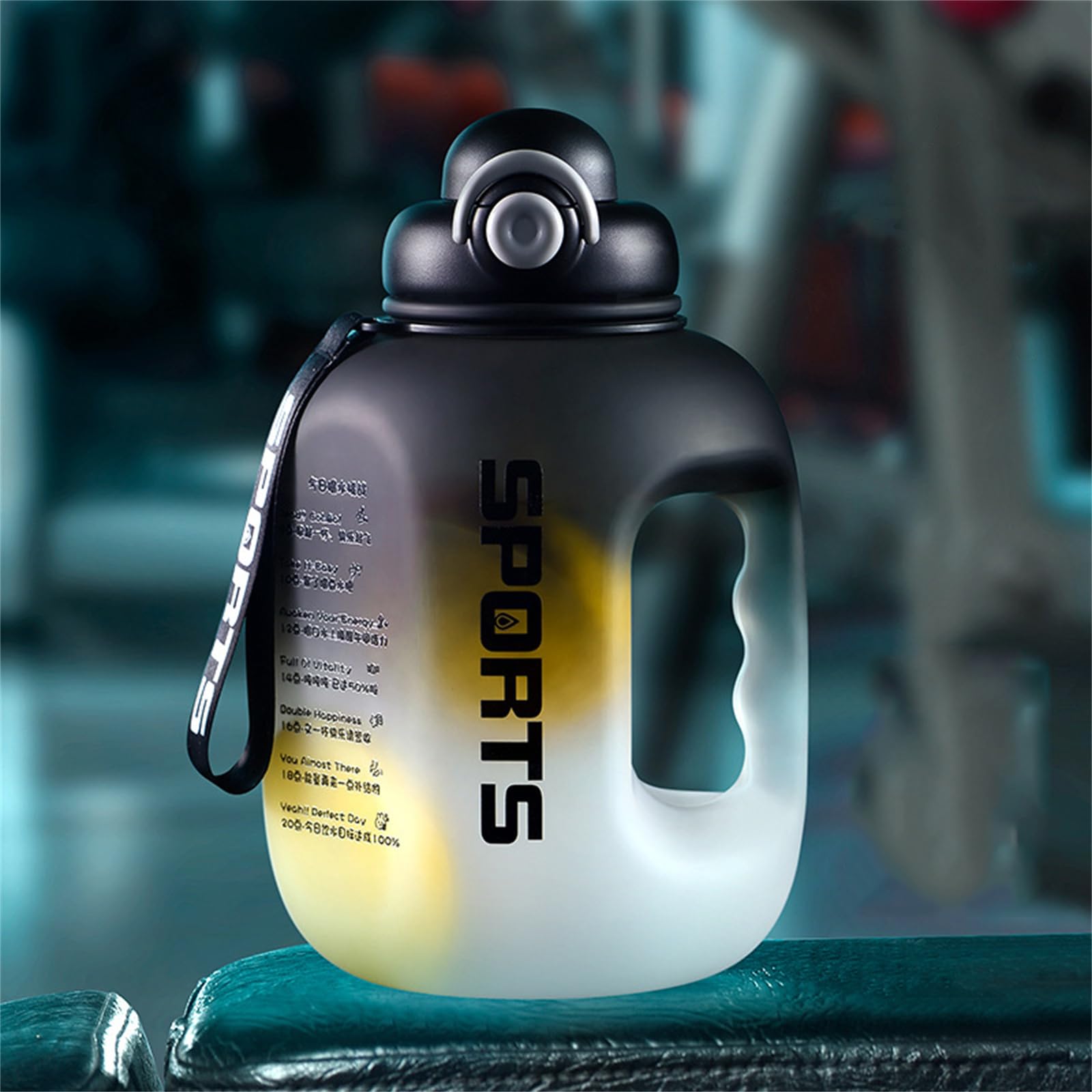 Wiederverwendbarer Großer Fitness-Wasserkrug, Wasserflasche, Motivierende Sport Wasserflasche, Mit Zeitmarkierung, Auslaufsicher, Für Fitnessstudio, Training, Wandern,Schwarz,1.6L