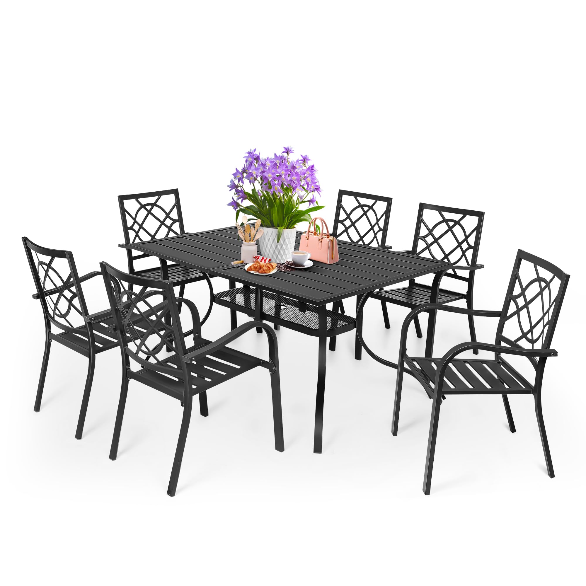 wrought iron 7 piece patio set