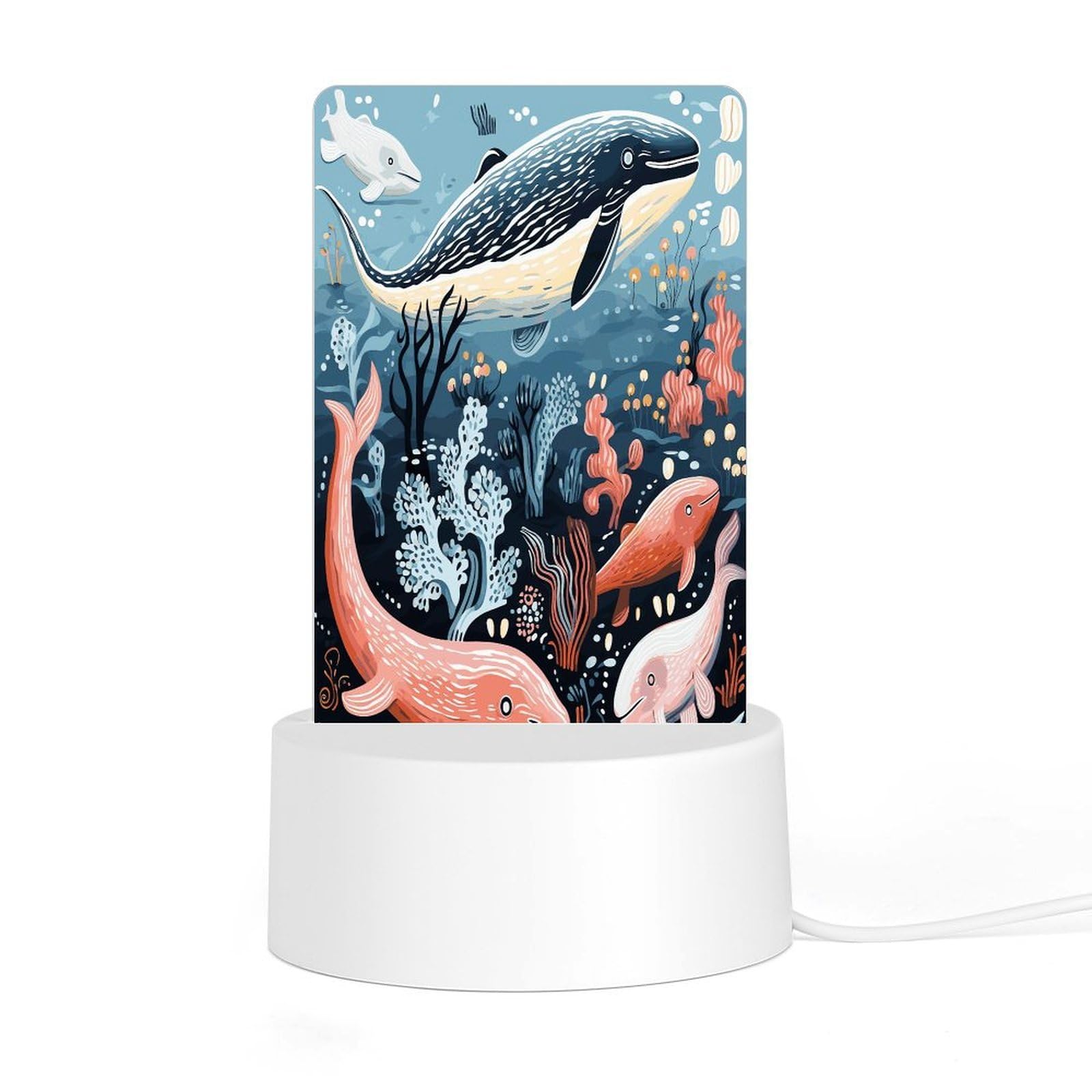 Adfgyerh Style Seal Whale Octopus Fish Night Light Acrylic Material Easy Installation, Home Decor Usb Interface Power Supply, Lamp For Restaurant Bar Cafe Room Decor
