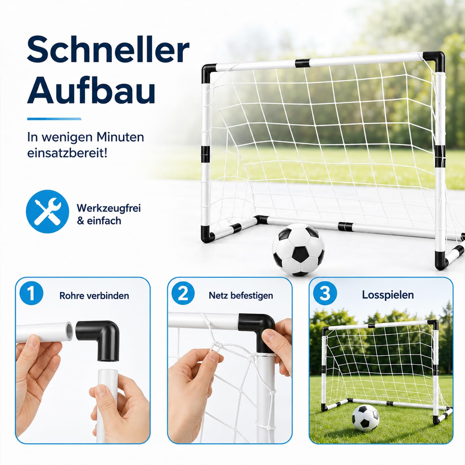 ZeiLaBang Kakadi Mini Fußball Ziel Set,Fußballtore Set von 2,kleine tragbare Ziele Ausrüstung,Faltbares Fussballtor,Fussball Trainingszubehör für Innen und Außen für Junge Mädchen Sport Familienspiel