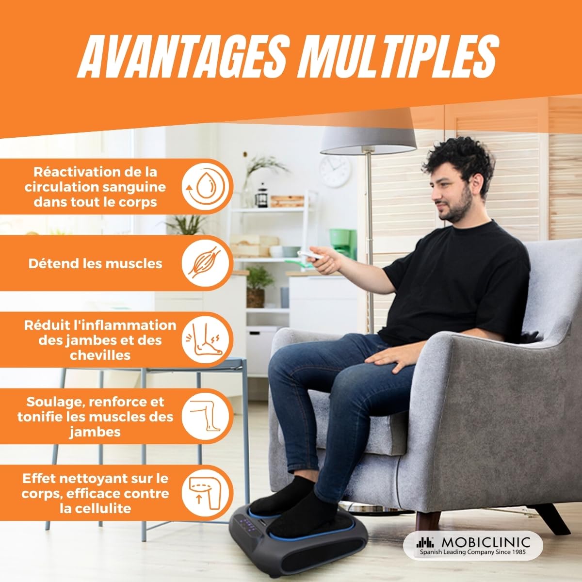 Mobiclinic® fitness, Appareil de massage des pieds, Vibration 10 niveaux vitesse, 5 programmes, Minuterie, Et jambes, Vibrolegs, Télécommande panneau contrôle led, Vibfit